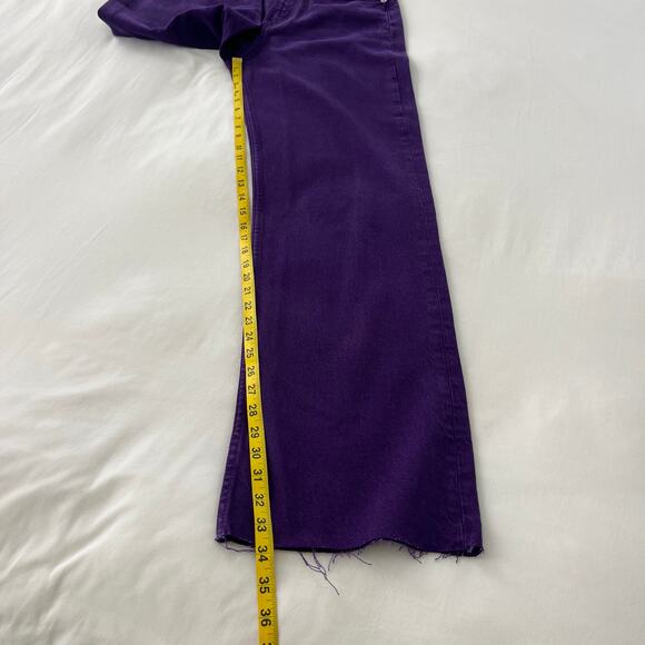 Zara NWT High-Rise Full Length Wide Leg Raw Hem Purple Denim Jeans, Size 4 - Picture 8 of 15